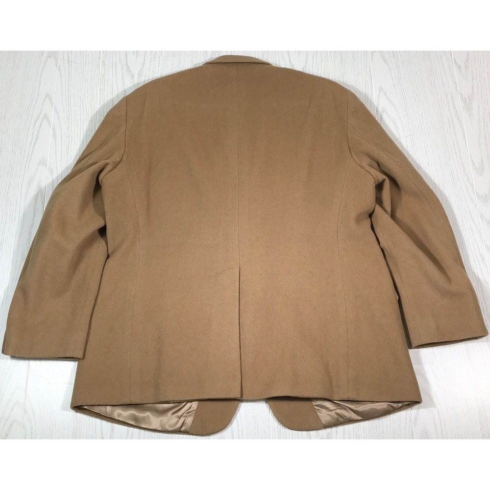 Vintage Savile Row Camel Hair Blazer 48 Brown  Varsity Club Leather Buttons Dad